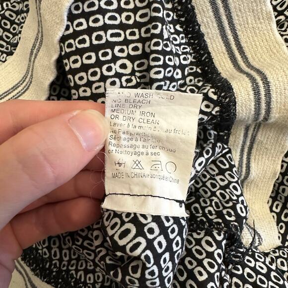 Anthropologie Tiny Pants L Black White Print Cotton Boho Cuffed Cropped - Picture 11 of 12